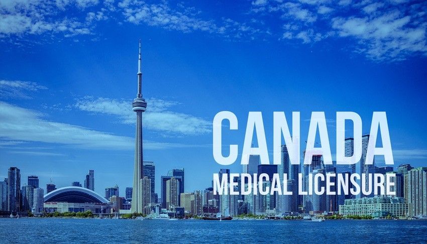 Toronto skyline with text "Ace QBank: Ace Your MCCQE1 Exam for Canada Medical Licensure" overlay.